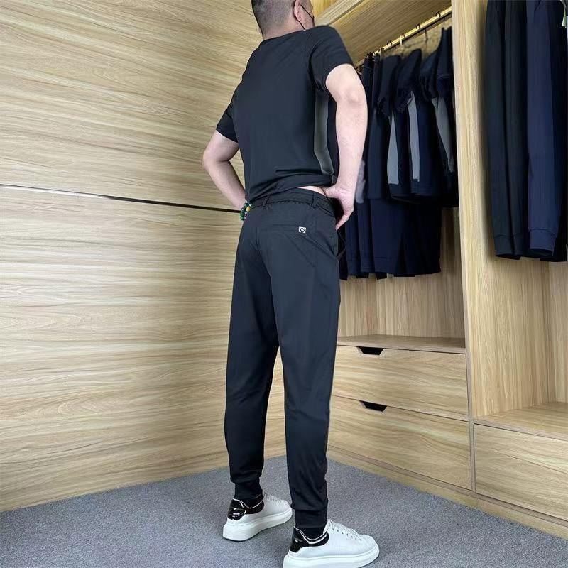 🎯👨‍🦱 Men's Casual Sports Two - Piece Set 🤸‍♂️ | Short Sleeve & Long Pants 👖