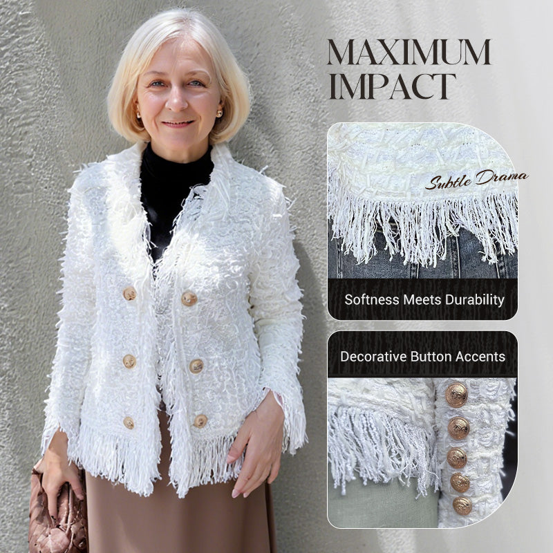 Women’s Fashion Button Tassel Short Coat 💼 – Tassel & Button Elegance, Suitable for Office & Casual Events 👠