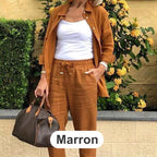 🧥+👖The choice of luxury! Women's cotton and linen long-sleeved top trouser set🎉