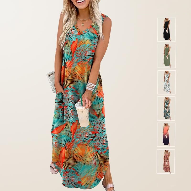 🎉Holiday Sale-60% Off🌷Summer Dresses Maxi Dress Vacation Beach Sundresses with Pockets