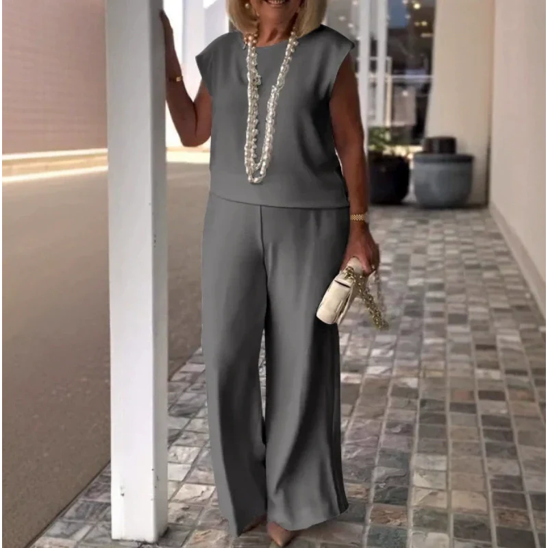 💕Limited Time 50% Off💕Women's Crew Neck Sleeveless Top and Pants Set