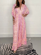 🐆The V-neck design × the loose-fit leopard print dress hides the flesh and looks thin