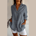💕Classic Pleated Textured Single-Breasted Lapel Shirt for Women