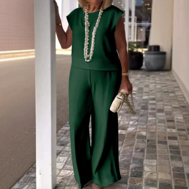 💕Limited Time 50% Off💕Women's Crew Neck Sleeveless Top and Pants Set