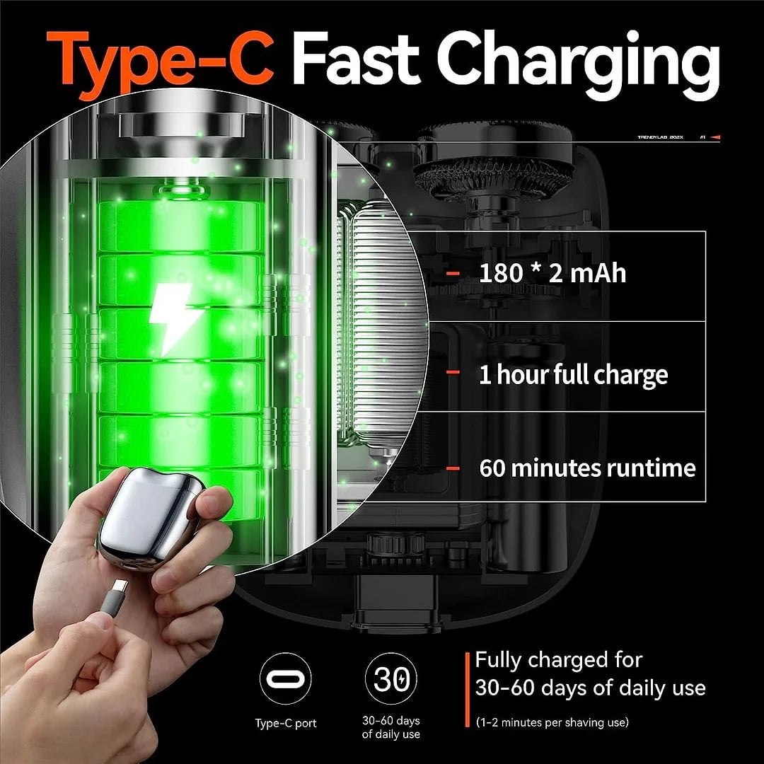 🔋 Mini double-ended shaver! 0.1mm Knife Mesh 7500 rpm motor