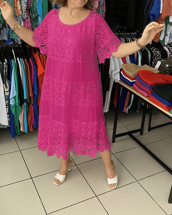 👗Plus - Size Friendly! 50% OFF Solid Color Lace Dress 🔥 | Short Sleeve