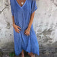 💃Big price reduction！✨Women's Loose V-neck Cotton Linen Dress✨