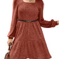 🍂2025 Autumn Women's Soft Ribbed Square Neck Dress | Lantern Sleeves for Timeless Autumnal Elegance!🍁