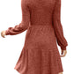 🍂2025 Autumn Women's Soft Ribbed Square Neck Dress | Lantern Sleeves for Timeless Autumnal Elegance!🍁