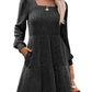 🍂2025 Autumn Women's Soft Ribbed Square Neck Dress | Lantern Sleeves for Timeless Autumnal Elegance!🍁