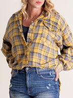 🔥Hot Sale 37% OFF🔥🏆Women's Mineral Washed Button Down Plaid Shirt