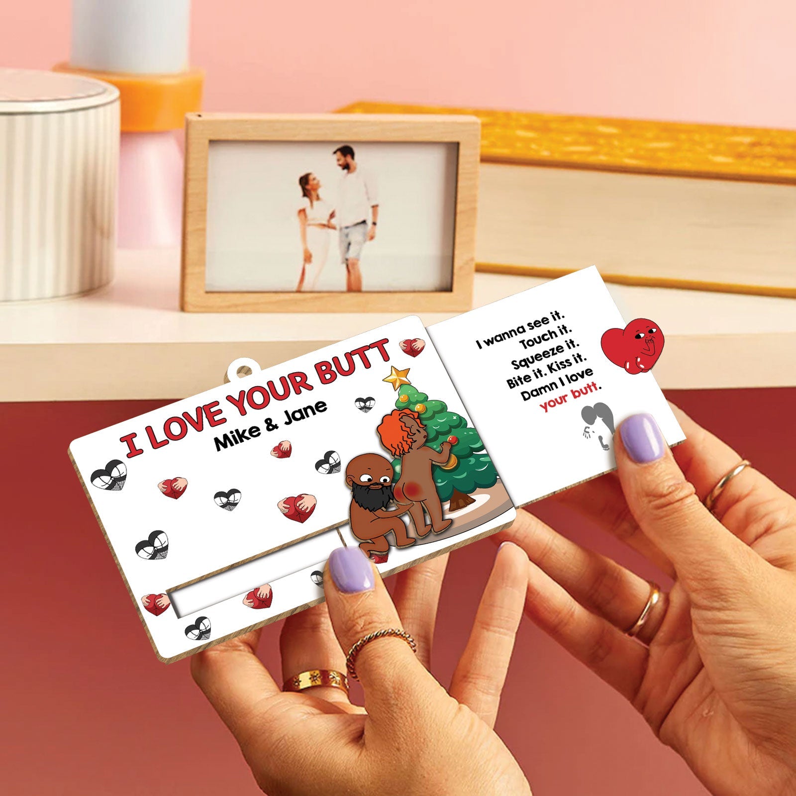 Just Remind You That I Love You - Personalized Wooden Slider Card for Couples