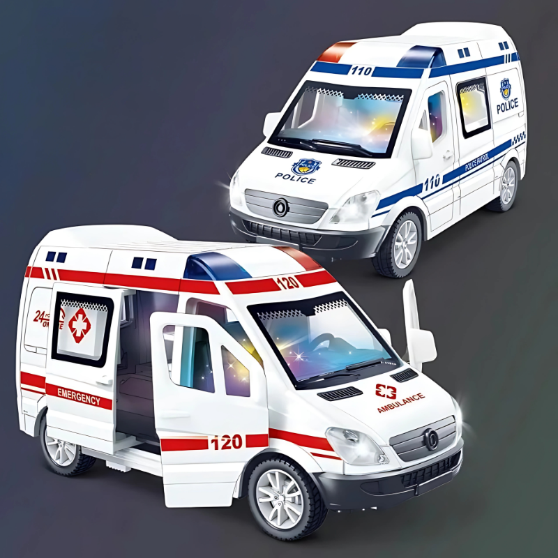 🎄🚑 Christmas Gift – Light-Up Sound Rescue Truck Model, Festive Fun for Kids!