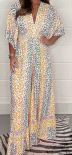 🐆The V-neck design × the loose-fit leopard print dress hides the flesh and looks thin