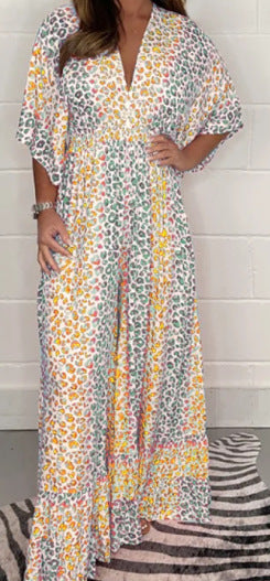 🐆The V-neck design × the loose-fit leopard print dress hides the flesh and looks thin