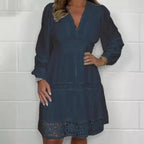 Final party! 💖 Vintage V-neck hollow lace white dress, stunning finale with a 56% discount.