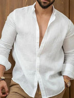 【✨2024 New Products】Men's Cotton Linen Solid Color Shirt