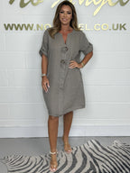 👗2025 Hot Sale💖Plus Size Button Up Tunic Dress