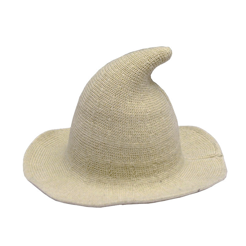 Women's Gothic Knitted Black Wizard Hat - Retro Dark Style for Halloween & Cosplay 🧙‍♀️