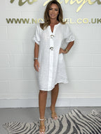 👗2025 Hot Sale💖Plus Size Button Up Tunic Dress