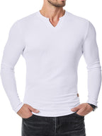 Men's Athletic Longline Ribbed Top 🔥 – V-Neck Long Sleeve, Moisture-Wicking for Gym Sessions/Casual