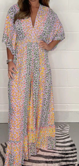 🐆The V-neck design × the loose-fit leopard print dress hides the flesh and looks thin