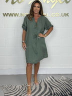 👗2025 Hot Sale💖Plus Size Button Up Tunic Dress