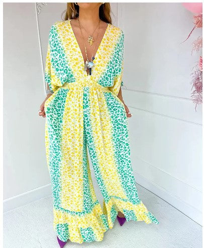 🐆The V-neck design × the loose-fit leopard print dress hides the flesh and looks thin