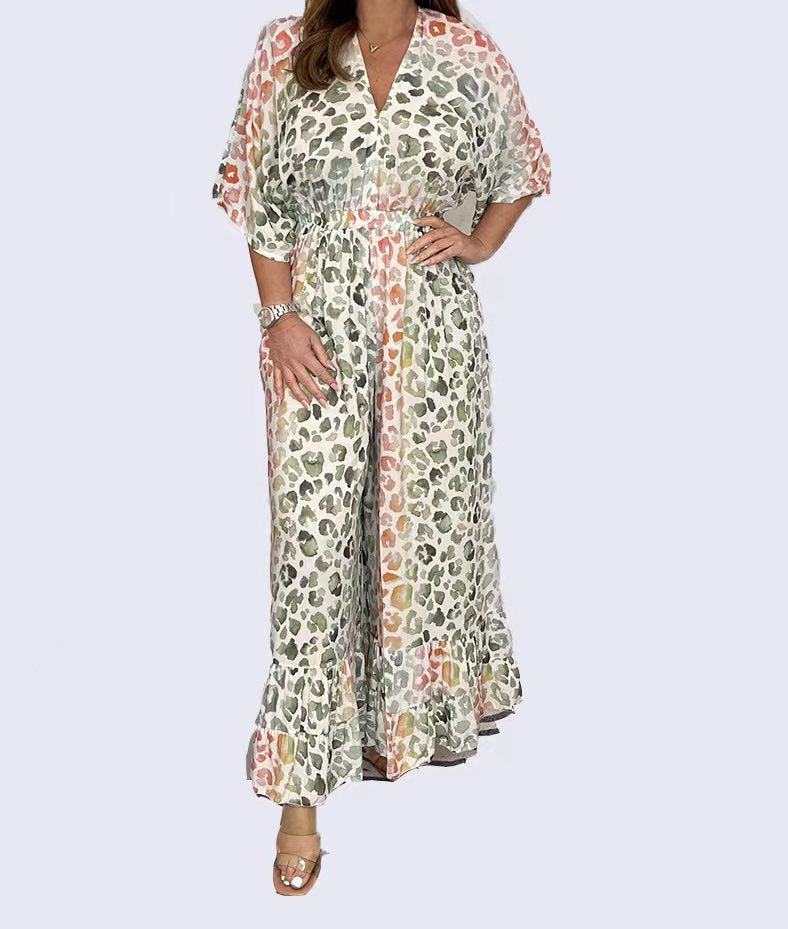 🐆The V-neck design × the loose-fit leopard print dress hides the flesh and looks thin