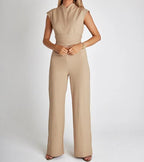 ✨Belted Wide-Leg Jumpsuit – Sleeveless Elegant Office Style