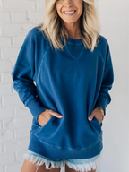 🏆Women's Ribbed Accent Pocketed Pullover