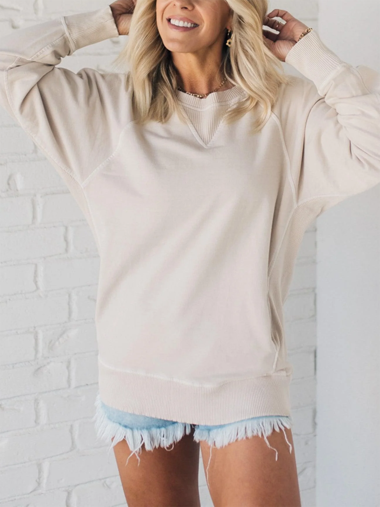🏆Women's Ribbed Accent Pocketed Pullover