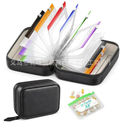 🥳2026 HOT SALE🥳💞50.000+ VERKAUFT! 💊🧳 50% RABATT! A8 Waterproof Pill Pouch Set – 14 farbcodierte Beutel, wasserdichte und quetschfeste Hülle. Fasst 7–14 Tage Medikamente – perfekt für Reisen und tägliche Routinen! 🗓️✨