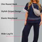 Limited Time Offer 50%🎀Limited! Striped T-shirt 👚 and wide-leg jogging bottoms 👖