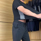 🎯👨‍🦱 Men's Casual Sports Two - Piece Set 🤸‍♂️ | Short Sleeve & Long Pants 👖