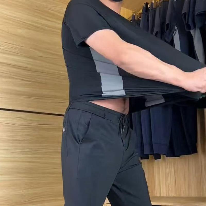 🎯👨‍🦱 Men's Casual Sports Two - Piece Set 🤸‍♂️ | Short Sleeve & Long Pants 👖