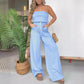 🌴 Summer Sale! The striped bandeau wide-leg jumpsuit ✨ looks slim and comfortable