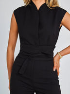 ✨Belted Wide-Leg Jumpsuit – Sleeveless Elegant Office Style