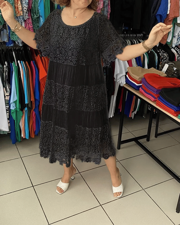 👗Plus - Size Friendly! 50% OFF Solid Color Lace Dress 🔥 | Short Sleeve