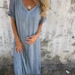 💃Big price reduction！✨Women's Loose V-neck Cotton Linen Dress✨