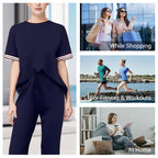 Limited Time Offer 50%🎀Limited! Striped T-shirt 👚 and wide-leg jogging bottoms 👖