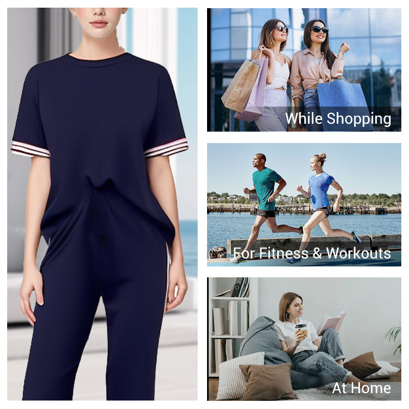 Limited Time Offer 50%🎀Limited! Striped T-shirt 👚 and wide-leg jogging bottoms 👖