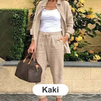 🧥+👖The choice of luxury! Women's cotton and linen long-sleeved top trouser set🎉