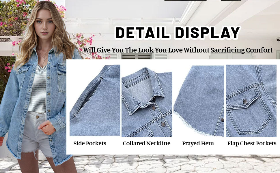 🎅What should I wear tomorrow?🎄Women's Raw Edge Ripped Denim Jacket