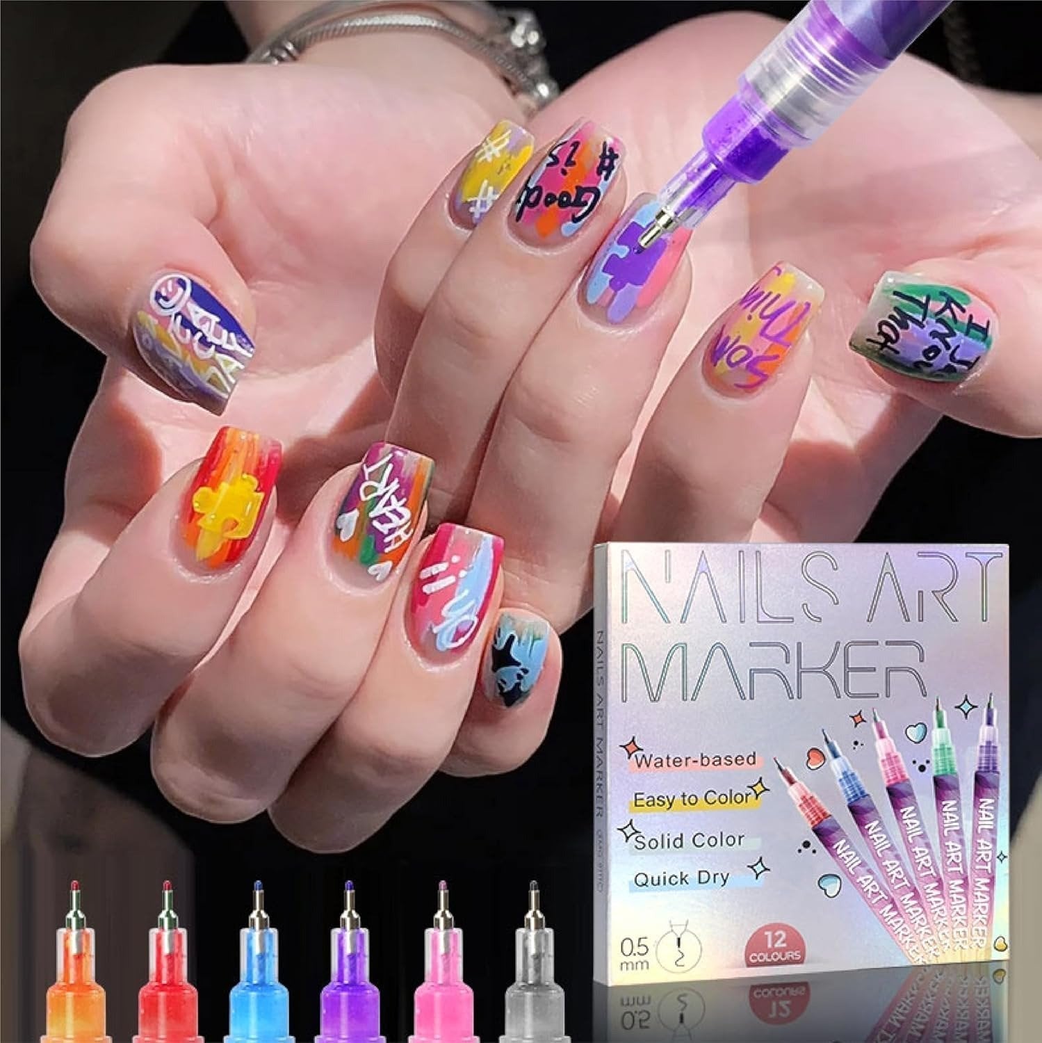🎁Christmas Best Gift For Kids⏳🎨12 Colors Nail Art Pens Set