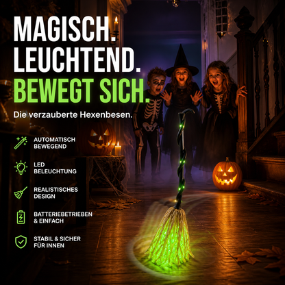 ⏳ Begrenzter Zeit: 50 % Rabatt ⏰ Animierte Hexenbesen Halloween-Dekoration mit Licht und Sound 🧙