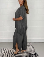 67% for a limited time💖 Half! A two-piece set of fluttery trousers with sleeves to unlock effortless chic ✨