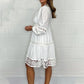 Final party! 💖 Vintage V-neck hollow lace white dress, stunning finale with a 56% discount.