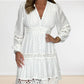 Final party! 💖 Vintage V-neck hollow lace white dress, stunning finale with a 56% discount.