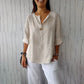 🌿Women’s Linen - Cotton V - Neck Top | Breezy Comfort & Natural